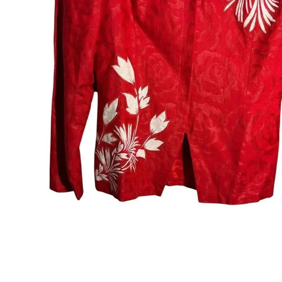Anne Crimmins For Umi Collections Women's red embroidered linen jacket size 4 - Picture 2 of 7